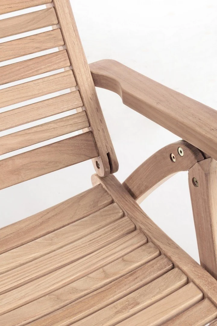 Poltrona reclinabile "Maryland" in legno teak per esterno, 5 posizioni e pieghevole