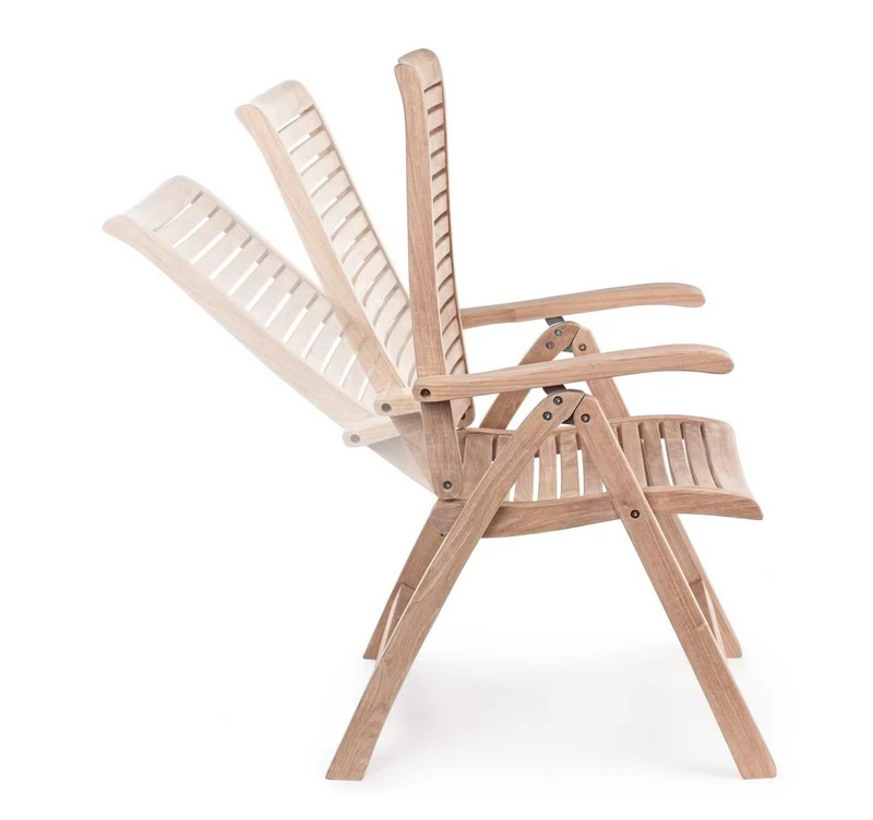 Poltrona reclinabile "Maryland" in legno teak per esterno, 5 posizioni e pieghevole