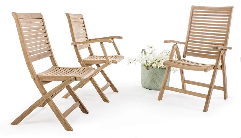 Poltrona reclinabile "Maryland" in legno teak per esterno, 5 posizioni e pieghevole