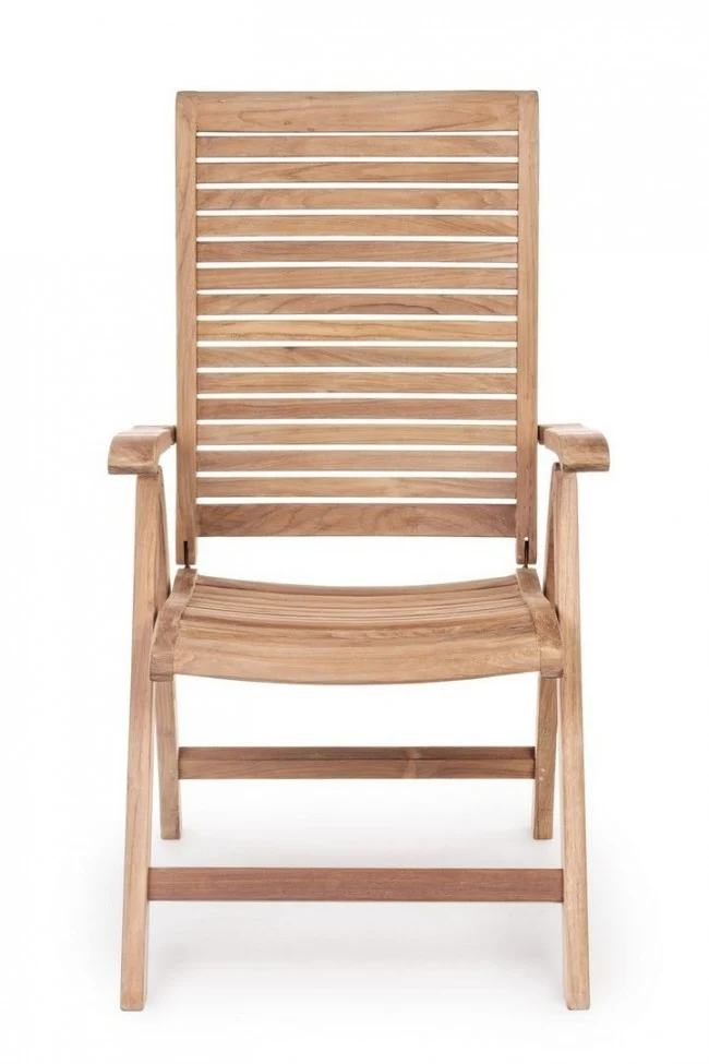 Poltrona reclinabile "Maryland" in legno teak per esterno, 5 posizioni e pieghevole
