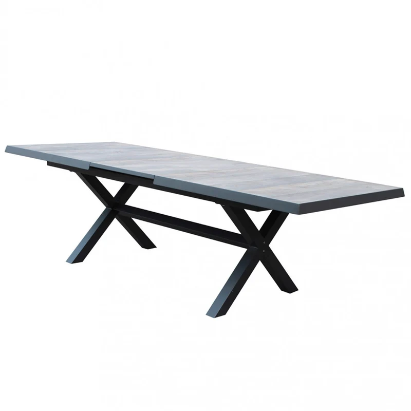 Tavolo allungabile "Zante" in alluminio Antracite e Gres porcellanato per esterno 205\260 x 105 cm