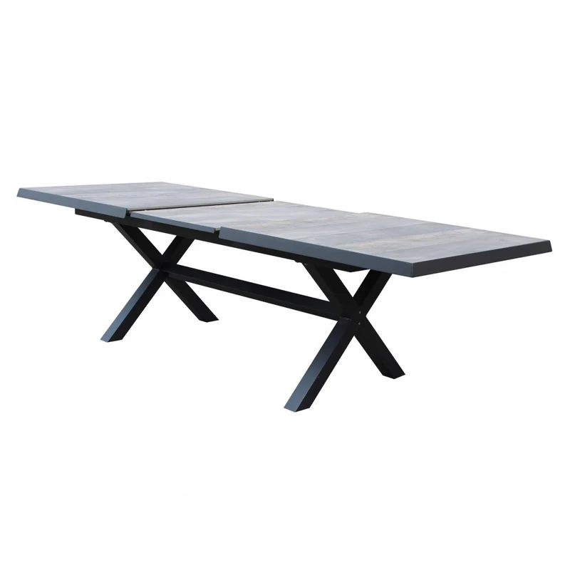 Tavolo allungabile "Zante" in alluminio Antracite e Gres porcellanato per esterno 205\260 x 105 cm