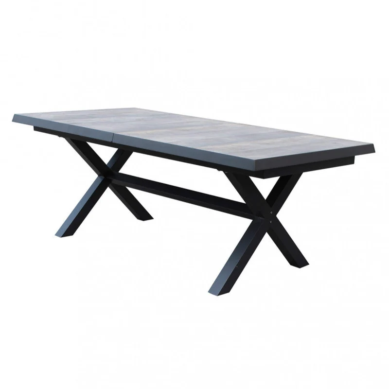 Tavolo allungabile "Zante" in alluminio Antracite e Gres porcellanato per esterno 205\260 x 105 cm