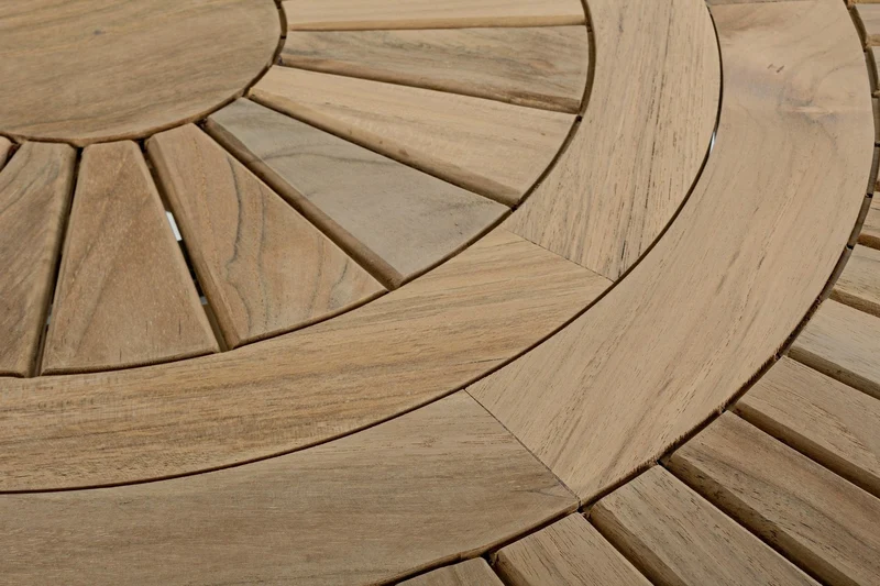 Tavolo rotondo "Maryland", in legno di teak SVLK, gambe solide, per esterno da 155 cm