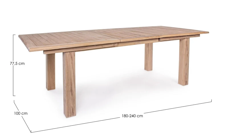 Tavolo rettangolare "Maryland" allungabile, in legno di teak SVLK, gambe solide