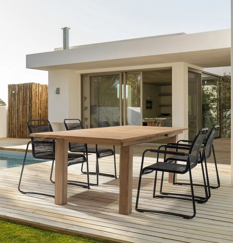 Tavolo rettangolare "Maryland" allungabile, in legno di teak SVLK, gambe solide