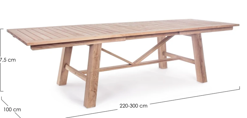 Tavolo rettangolare "Maryland" allungabile, in legno di teak SVLK, gambe solide