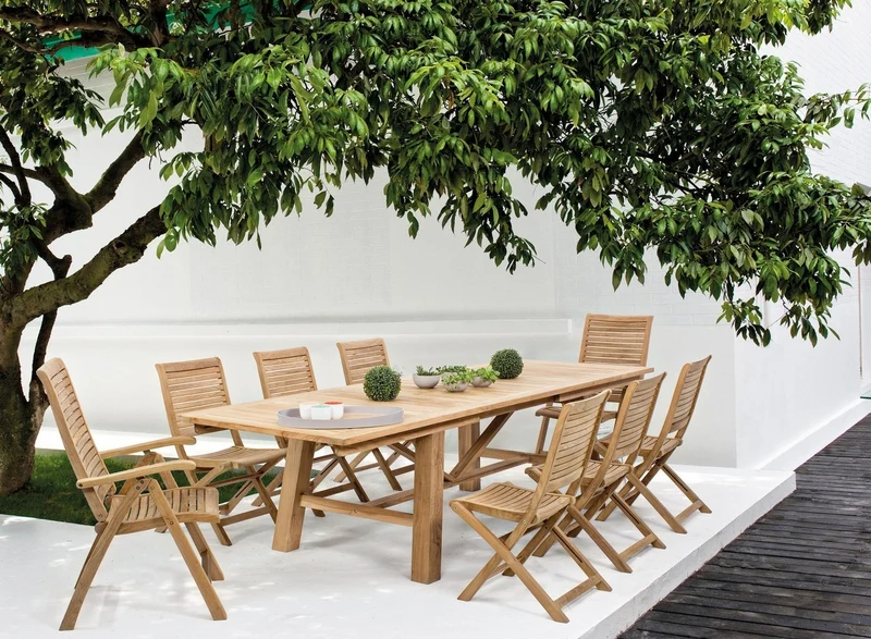 Tavolo rettangolare "Maryland" allungabile, in legno di teak SVLK, gambe solide