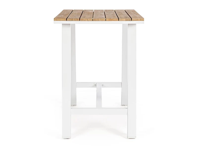Tavolino "Skipper" con struttura in alluminio, piano con doghe, 131 x 73 cm