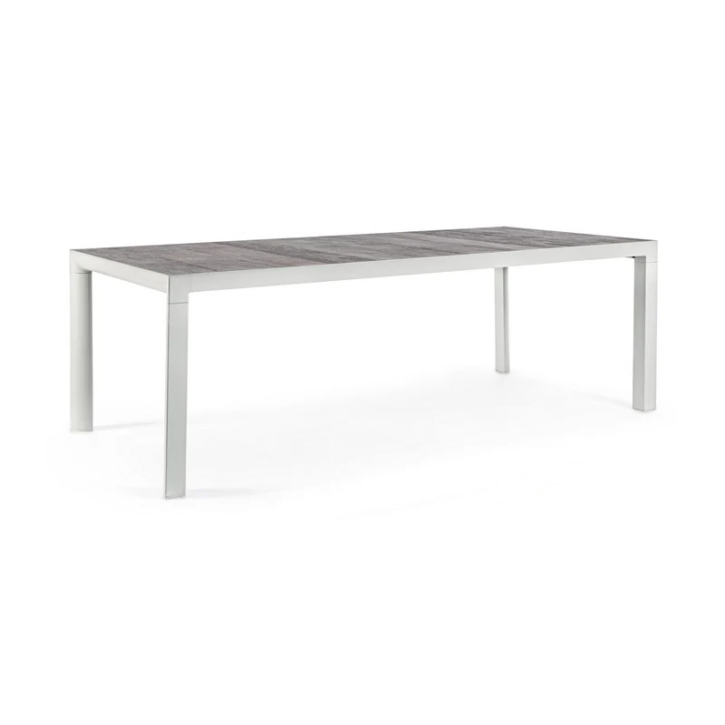 Tavolo rettangolare "Mason" con struttura in alluminio Lunar, piano in ceramica 220 x 100 cm