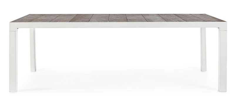 Tavolo rettangolare "Mason" con struttura in alluminio Lunar, piano in ceramica 220 x 100 cm