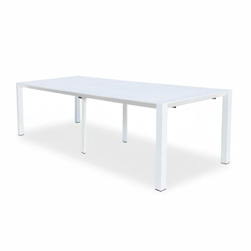 Tavolo allungabile "Tulum" in alluminio Bianco 51-260 x 85 cm consolle per giardino e veranda
