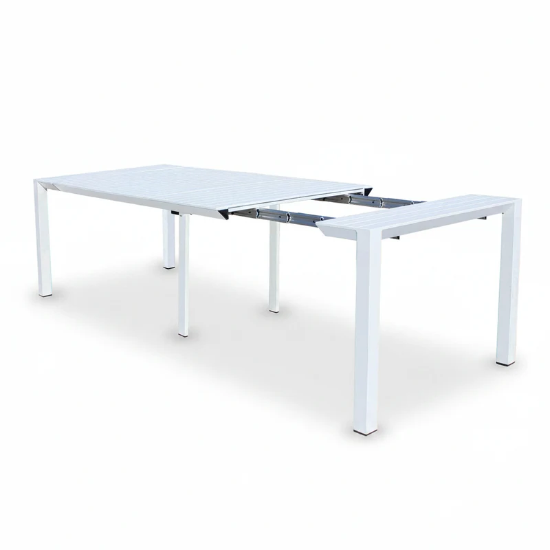 Tavolo allungabile "Tulum" in alluminio Bianco 51-260 x 85 cm consolle per giardino e veranda