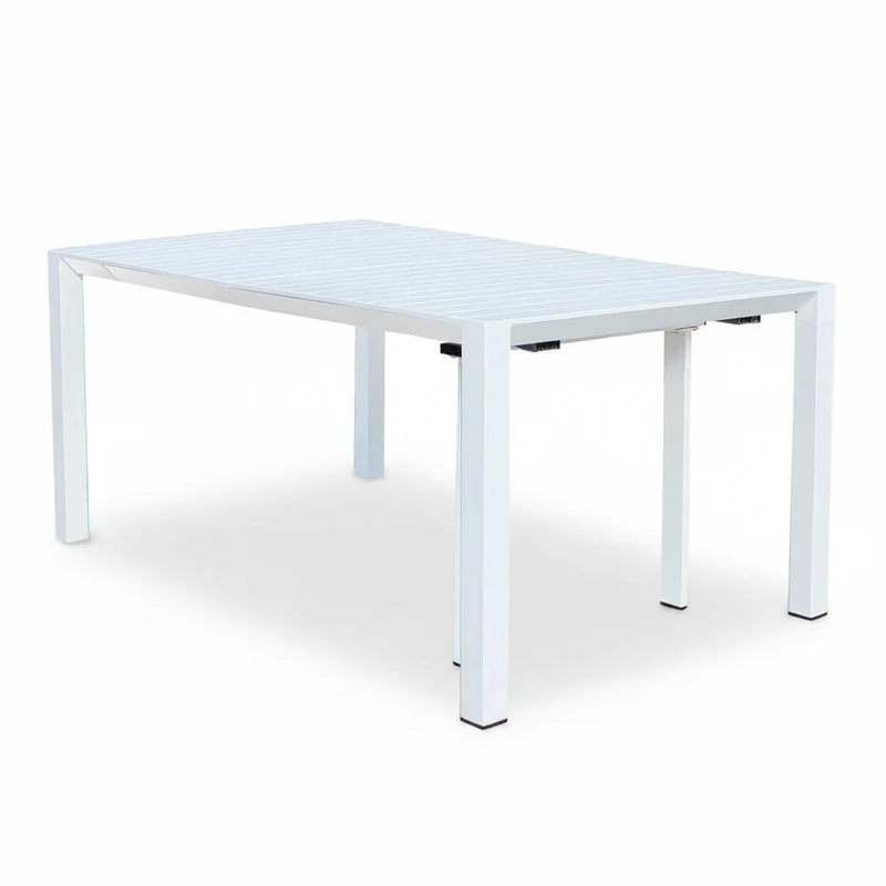 Tavolo allungabile "Tulum" in alluminio Bianco 51-260 x 85 cm consolle per giardino e veranda