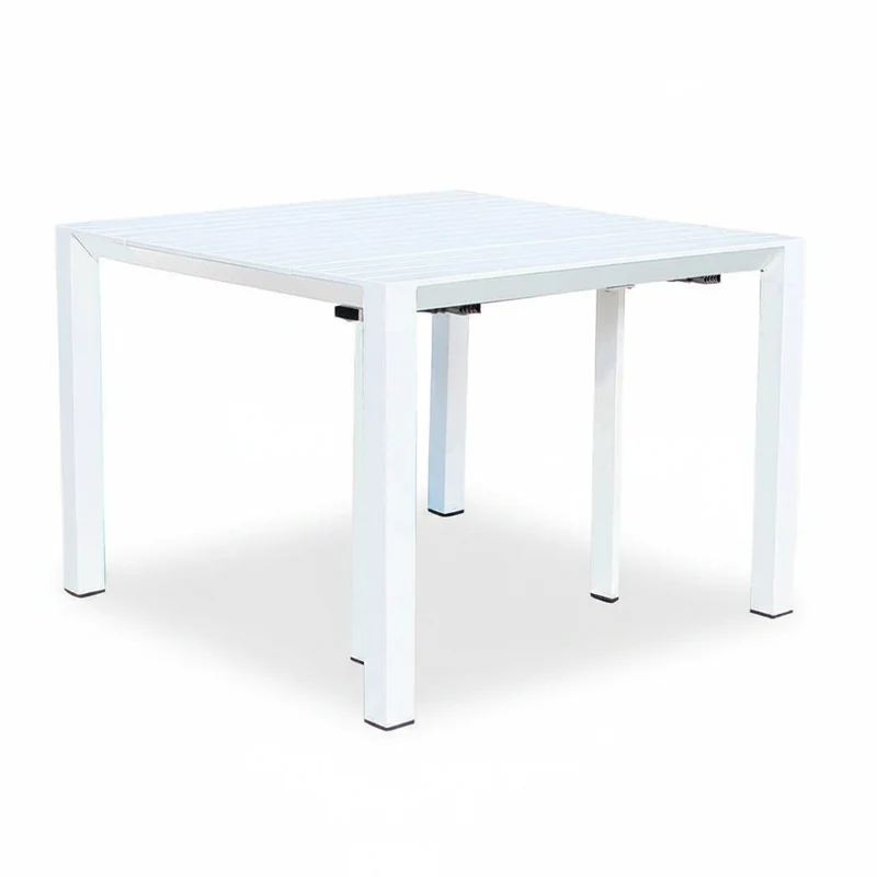 Tavolo allungabile "Tulum" in alluminio Bianco 51-260 x 85 cm consolle per giardino e veranda