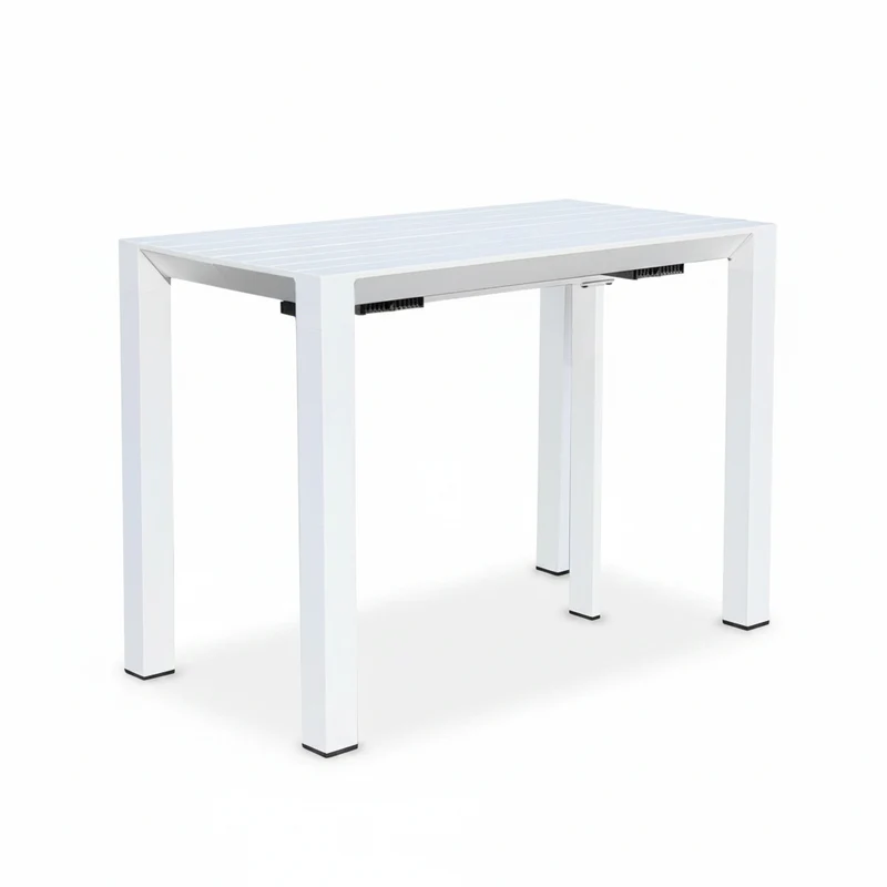 Tavolo allungabile "Tulum" in alluminio Bianco 51-260 x 85 cm consolle per giardino e veranda