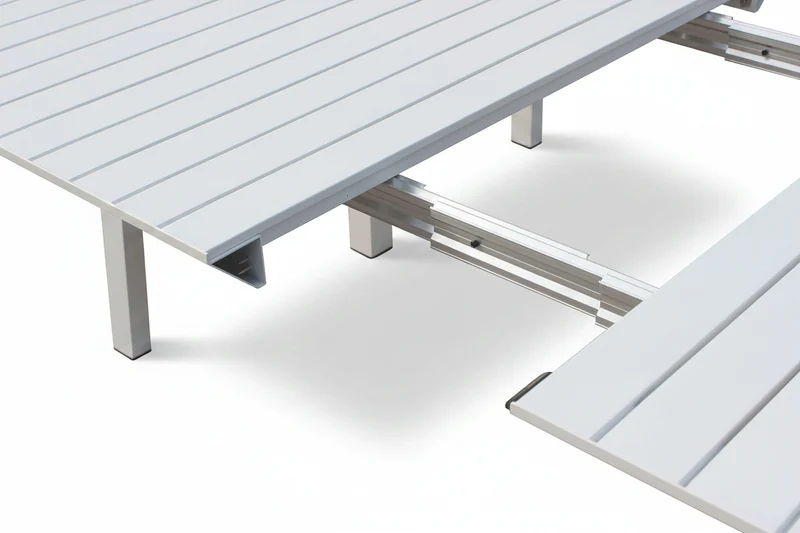 Tavolo allungabile "Tulum" in alluminio Bianco 51-260 x 85 cm consolle per giardino e veranda