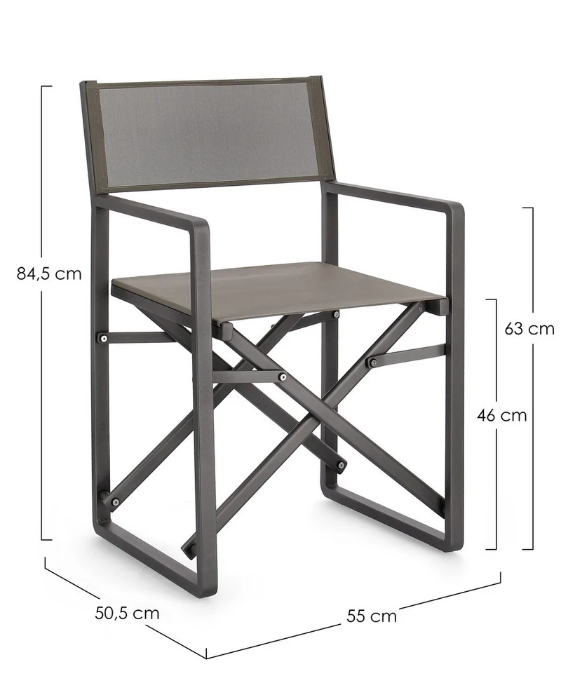 Sedia da regista "Konnor" struttura in alluminio, seduta in textilene, ideale per giardino