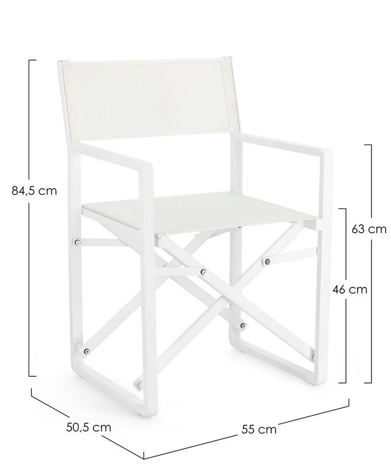 Sedia da regista "Konnor" struttura in alluminio, seduta in textilene, ideale per giardino