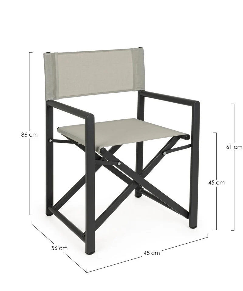 Sedia da regista "Taylor" , struttura in alluminio, seduta in textilene, ideale per giardino
