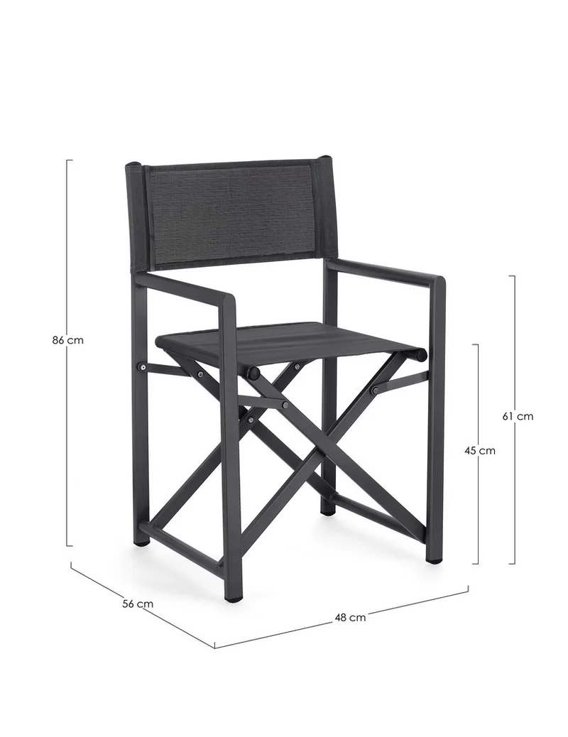 Sedia da regista "Taylor" , struttura in alluminio, seduta in textilene, ideale per giardino
