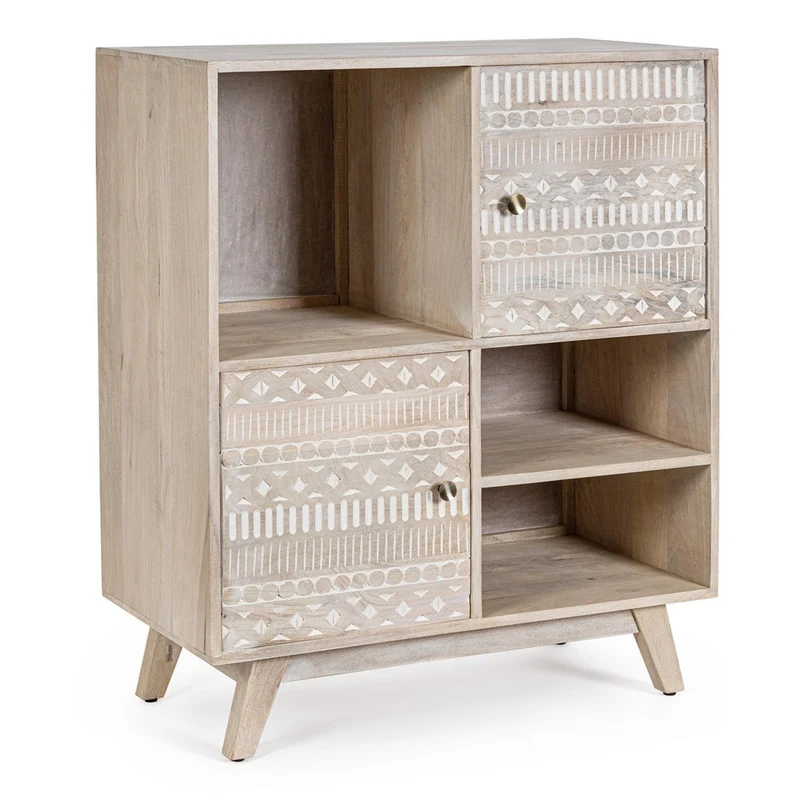 Credenza "Indira" con struttura in legno di mango, schienale in mdf, decorazioni fatte a mano