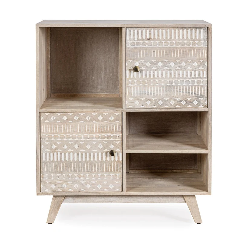 Credenza "Indira" con struttura in legno di mango, schienale in mdf, decorazioni fatte a mano