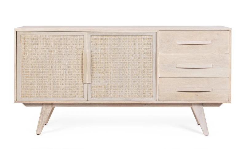 Credenza "Sahana" con struttura in legno di mango, schienale e fondo cassetti in mdf