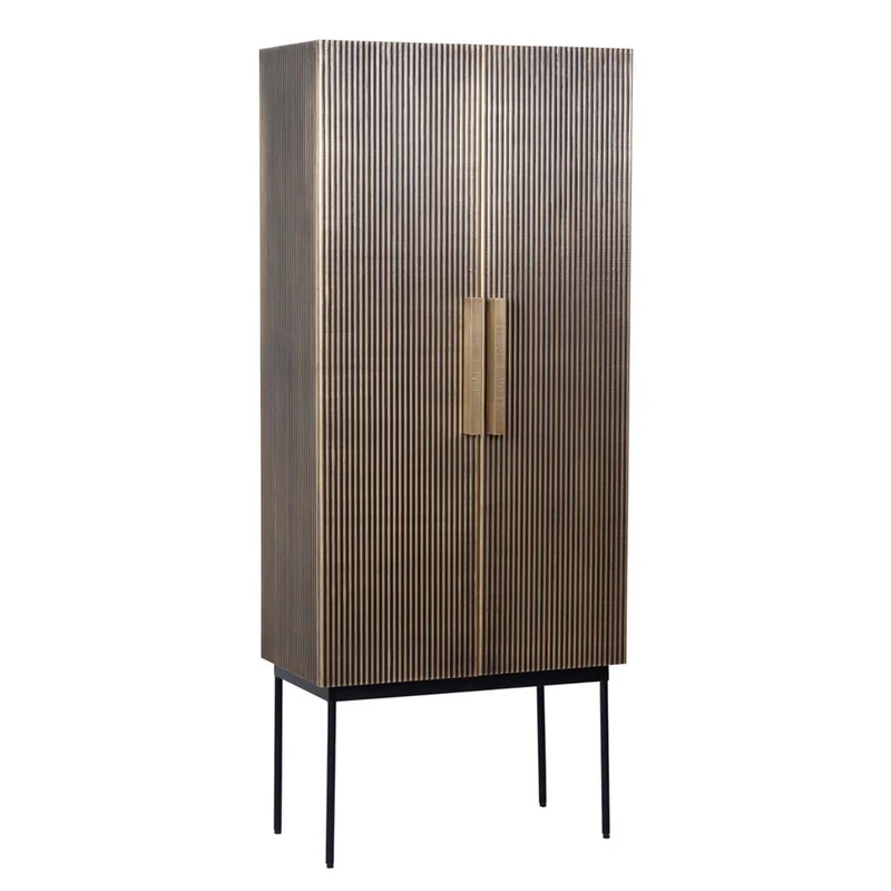 Credenza "Virat" con struttura e maniglie in MDF, piano in legno di mango