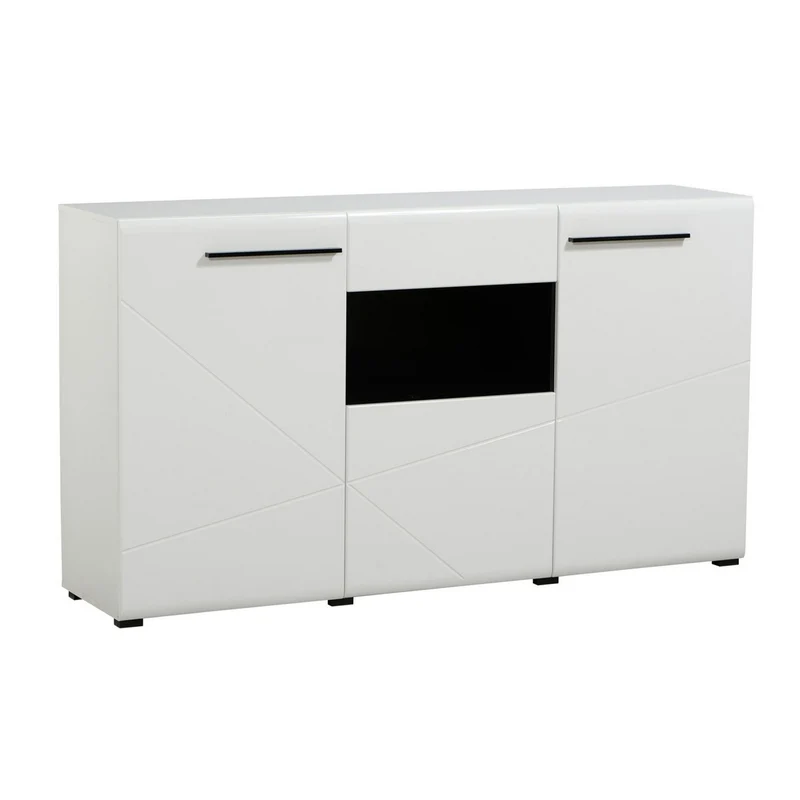 Credenza "Juliette", color bianco, con struttura in truciolare rivestito, mobile in kit