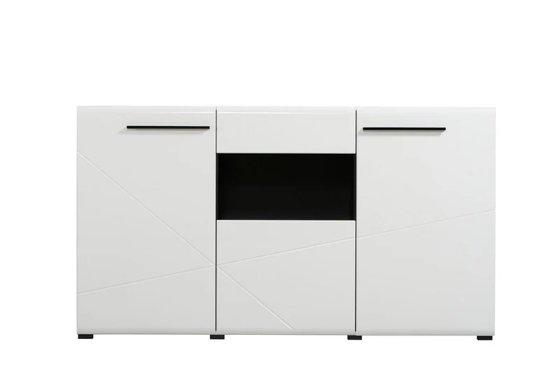 Credenza "Juliette", color bianco, con struttura in truciolare rivestito, mobile in kit