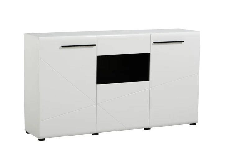 Credenza "Juliette", color bianco, con struttura in truciolare rivestito, mobile in kit