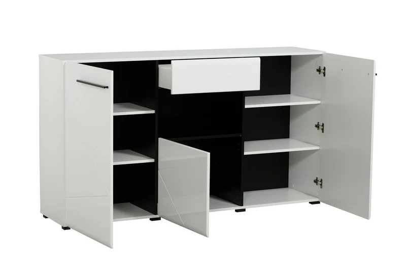 Credenza "Juliette", color bianco, con struttura in truciolare rivestito, mobile in kit