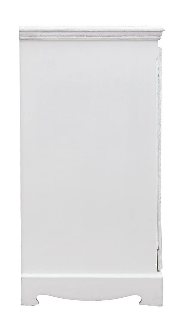Credenza "Blanc" con struttura in MDF, finitura bianca opaca, effetto decapato, stile classico