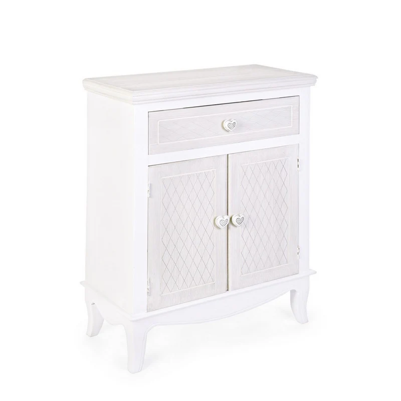 Credenza "Charlene" 2 ante e 1 cassetto, con struttura in legno mdf, stile classico