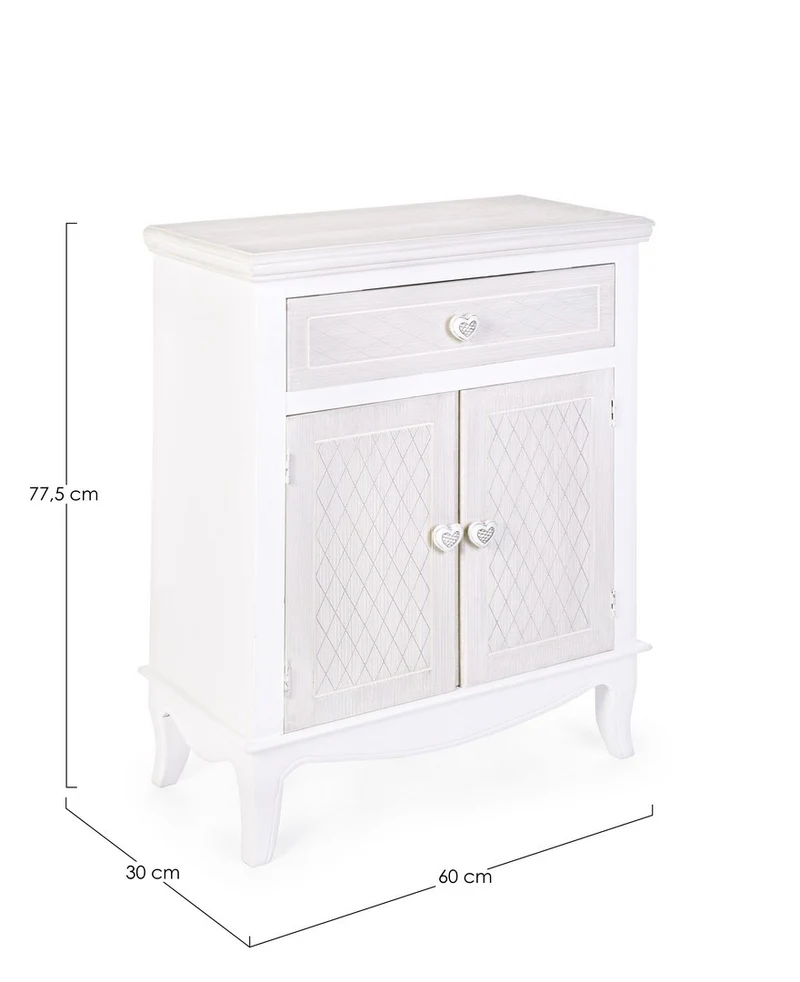 Credenza "Charlene" 2 ante e 1 cassetto, con struttura in legno mdf, stile classico