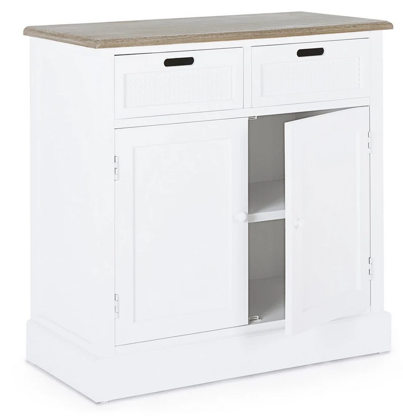 Credenza "Dorotea" con struttura in MDF, maniglie in legno di pino