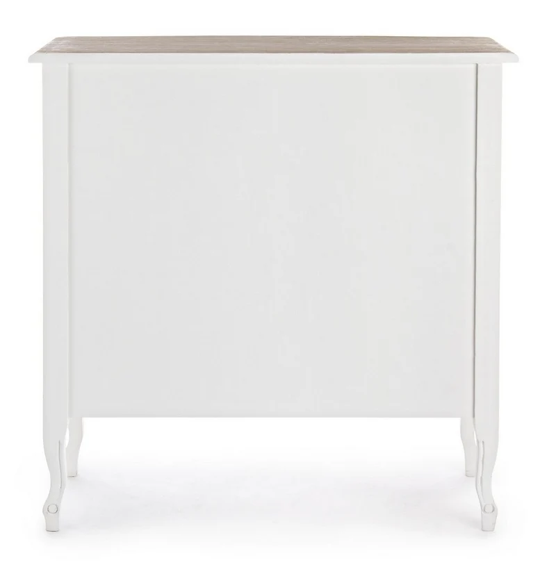 Credenza "Justine" 2 ante e 2 cassetti, con struttura in legno Paulownia, stile classico