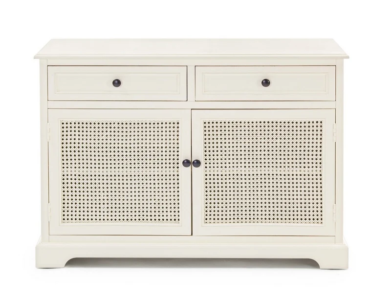 Credenza "Amabel" 2 ante e 2 cassetti, con struttura in legno di pino, stile classico