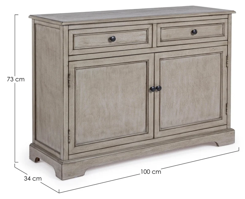 Credenza "Margaret" 2 ante e 2 cassetti, con struttura in legno di pino, stile classico