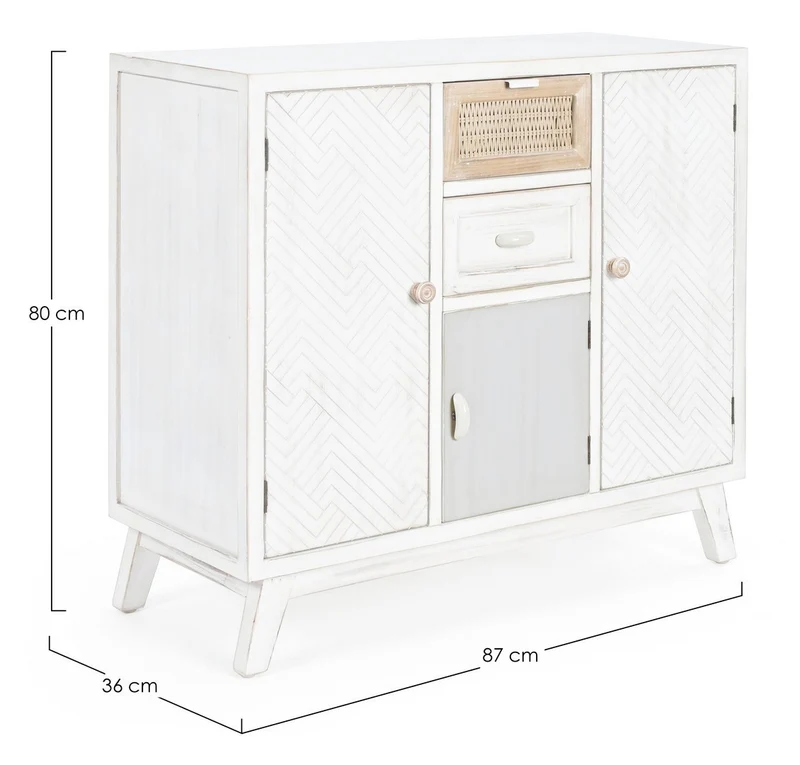 Credenza "Clotilde" con struttura in legno di abete, schienale in mdf, stile rustico