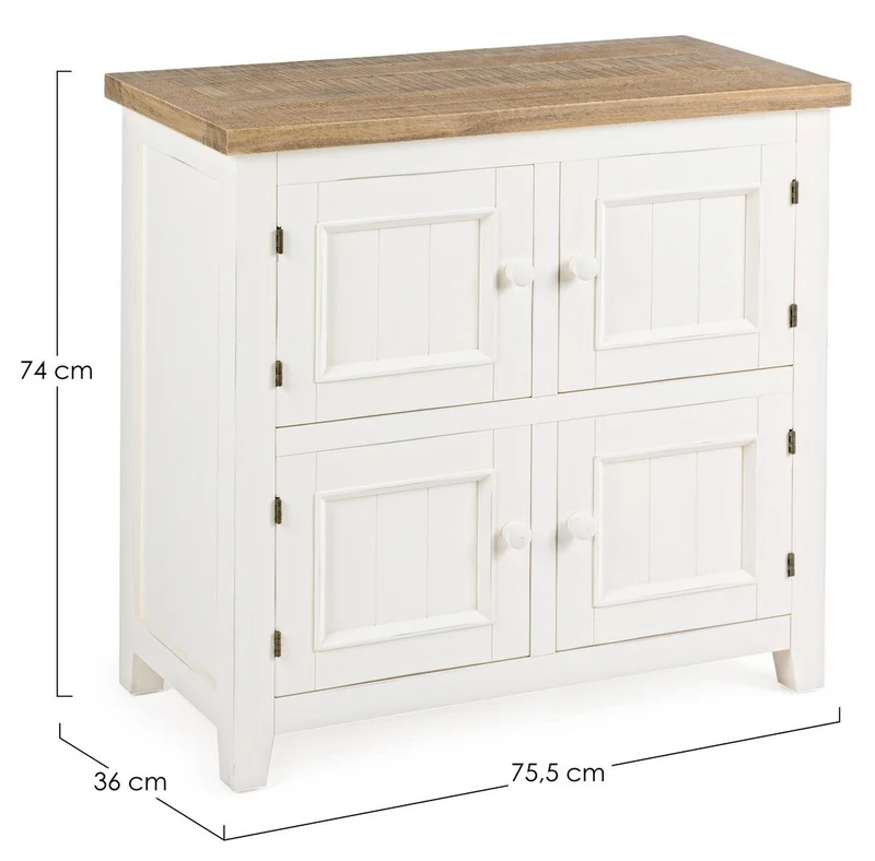 Credenza "Elvia" con struttura in MDF, con piano in legno di pino, stile rustico