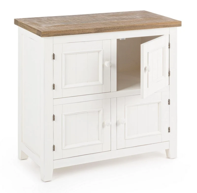 Credenza "Elvia" con struttura in MDF, con piano in legno di pino, stile rustico