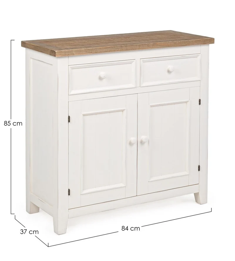 Credenza "Elvia" con struttura in MDF, con piano in legno di pino, stile rustico
