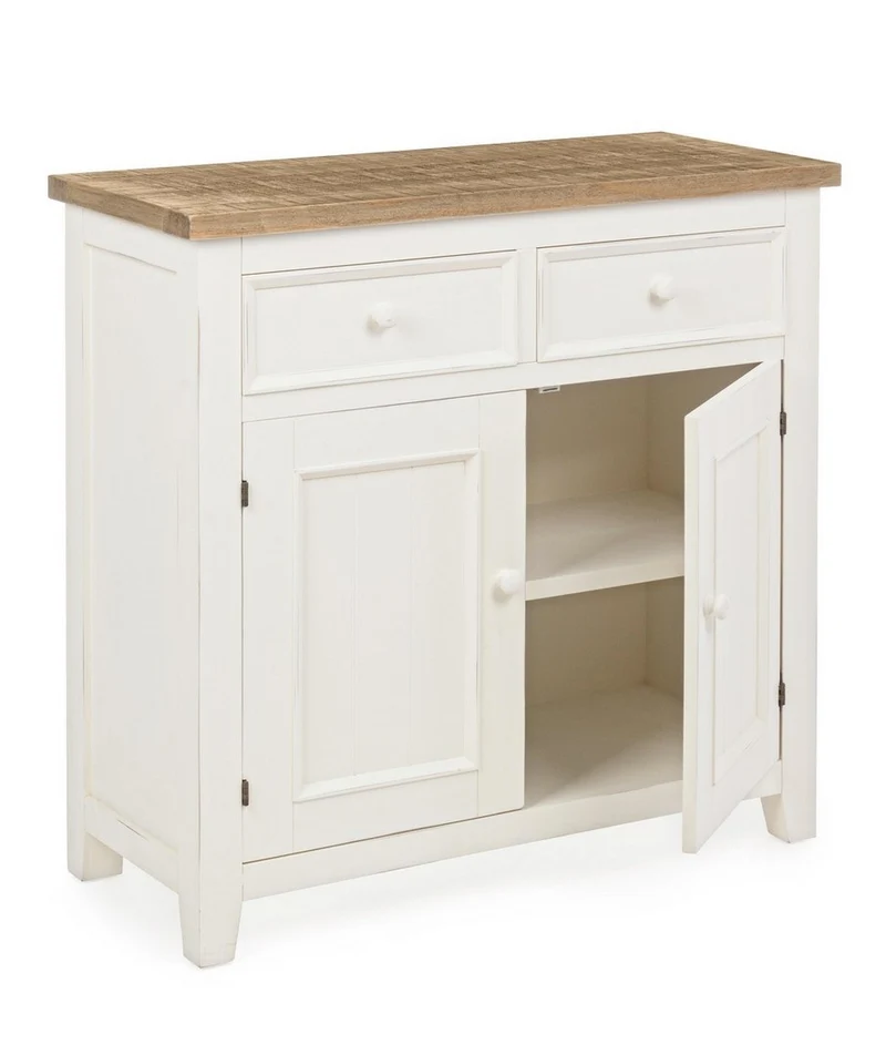 Credenza "Elvia" con struttura in MDF, con piano in legno di pino, stile rustico