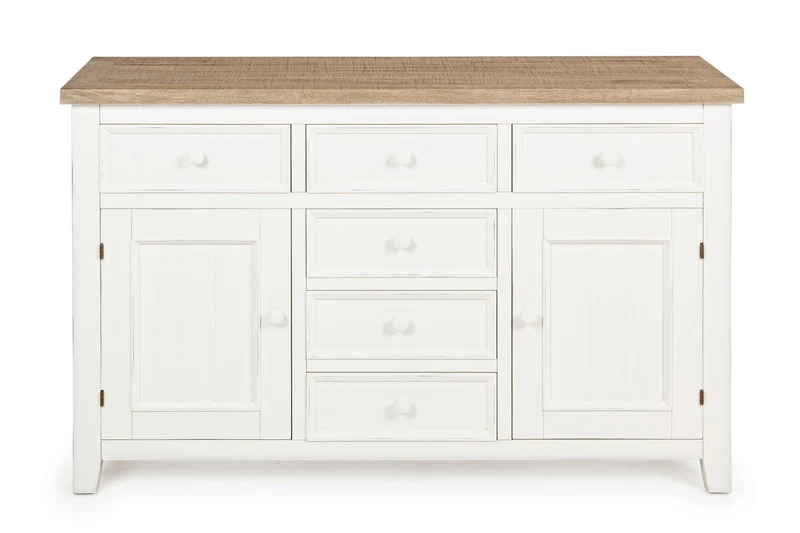 Credenza "Elvia" con struttura in MDF, con piano in legno di pino, stile rustico