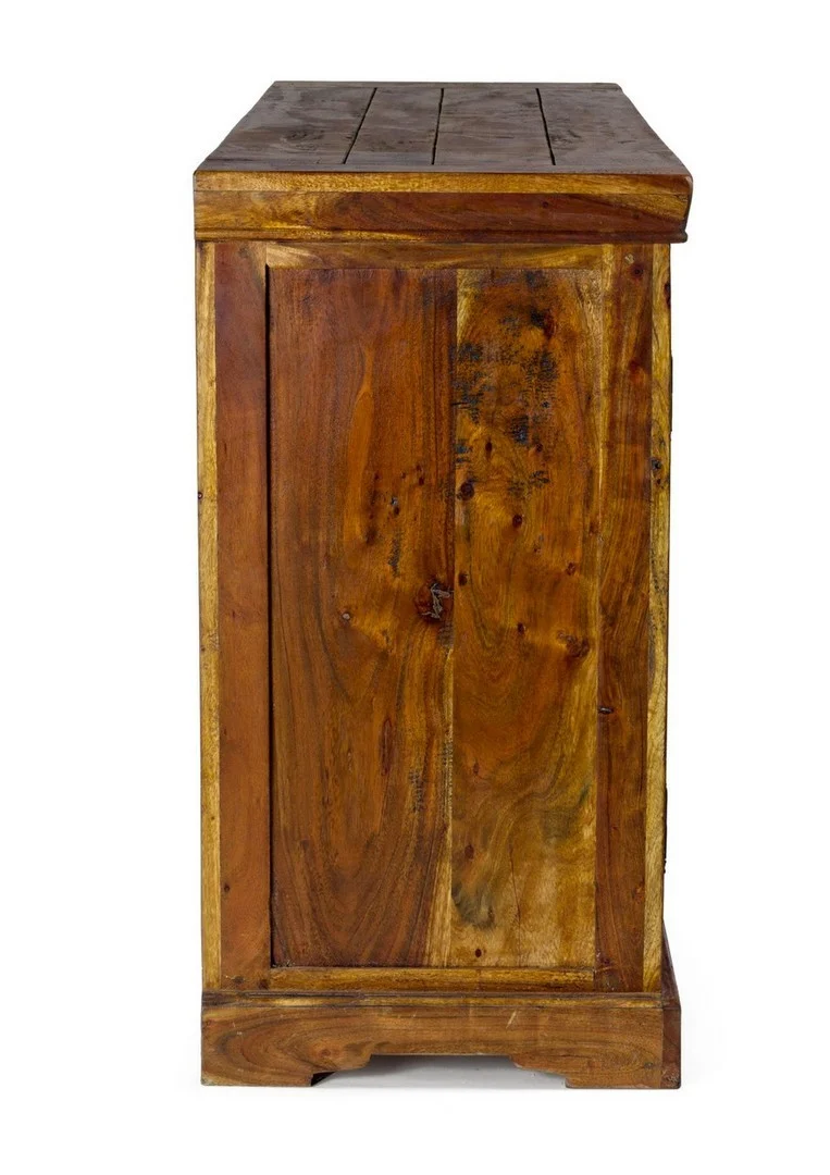 Credenza "Chateaux" in legno di acacia indiano massiccio, con finitura rustica, stile rustico
