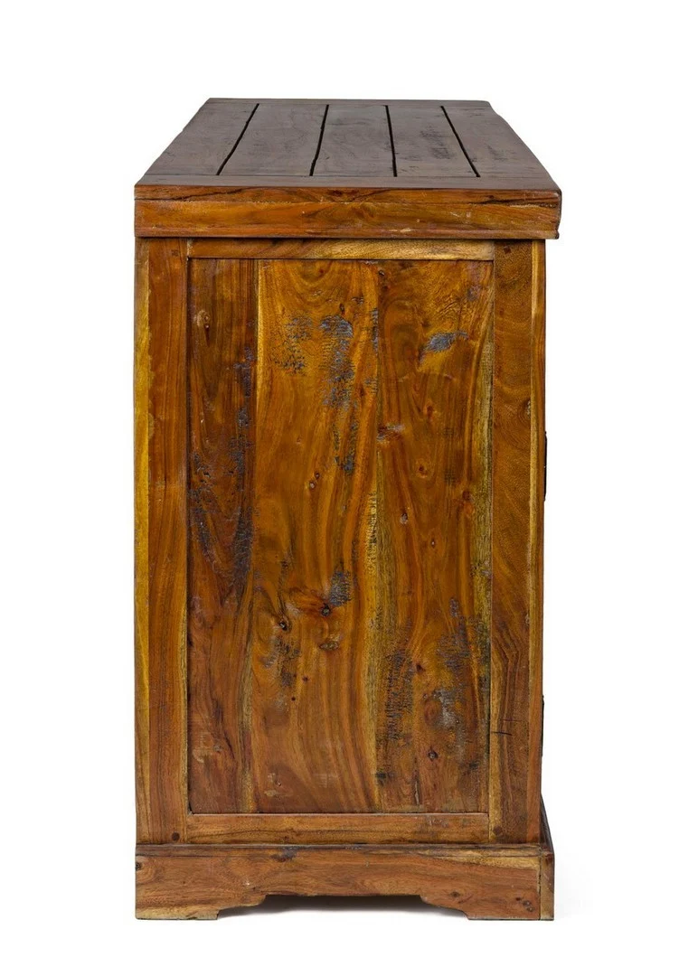 Credenza "Chateaux" in legno di acacia indiano massiccio, con finitura rustica, stile rustico
