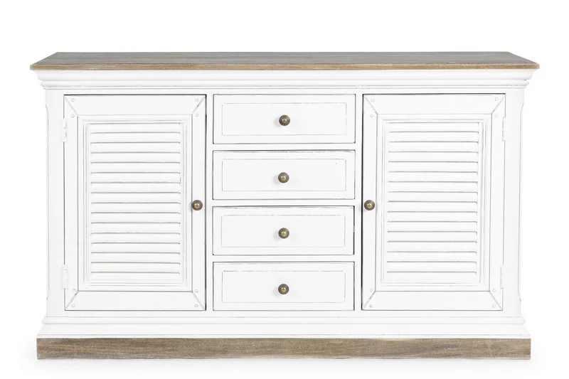 Credenza "Lincoln" in legno di mango, con schienali e laterali in mdf, finitura vernice a base d'acqua, stile rustico