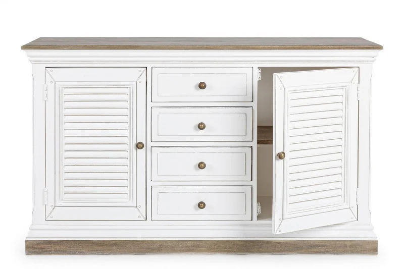 Credenza "Lincoln" in legno di mango, con schienali e laterali in mdf, finitura vernice a base d'acqua, stile rustico